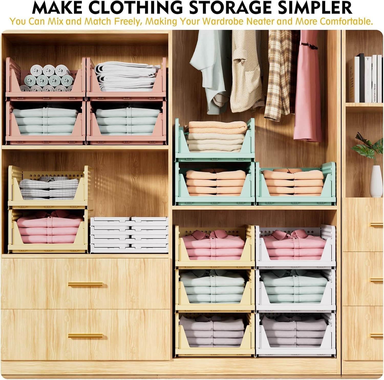 5 Pack Stackable Closet Storage Baske - Image 7